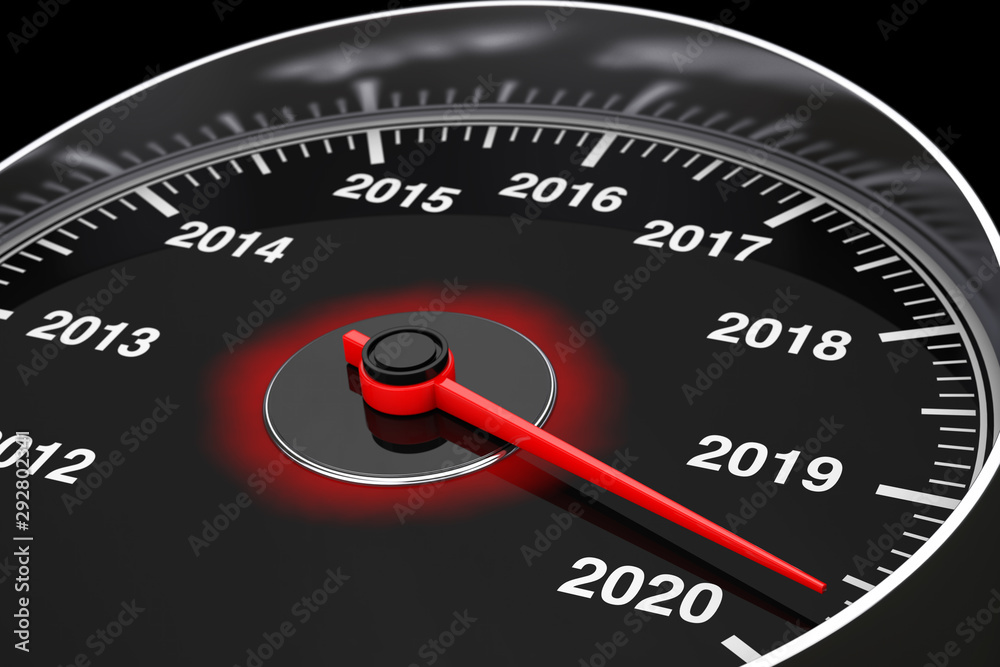 Conceptual 2020 New Year Speedometer. 3d Rendering Conceptual 2020 New Year Speedometer. 3d Rendering