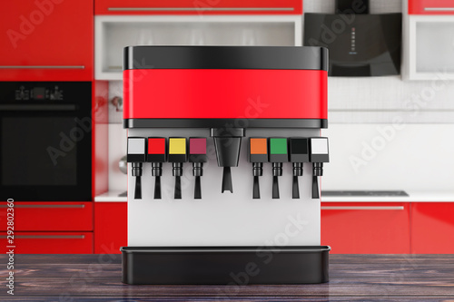 Fototapeta Naklejka Na Ścianę i Meble -  Soda Soft Drink Dispenser Mockup with Free Space For Your Design. 3d Rendering