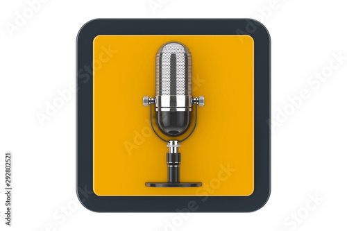 Retro Microphone as Touchpoint Web Icon Button. 3d Rendering © doomu