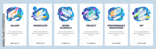 Business project website and mobile app onboarding screens vector template