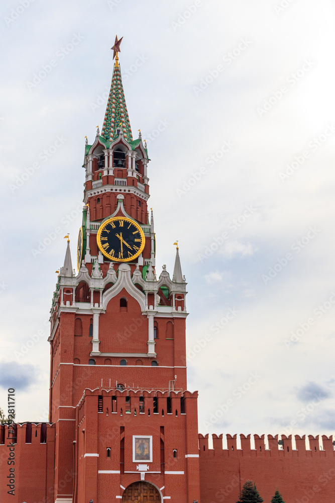 Spasskaya tower of Kremlin on Red Square in Moscow, Russia Spasskaya tower of Kremlin on Red Square in Moscow, Russia