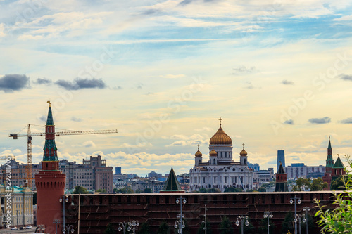 View of Moscow Kremlin and Cathedral of Christ the Saviour in the centre of Moscow, Russia