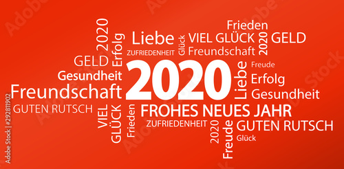 word cloud with new year 2020 greetings