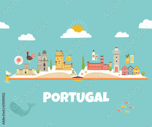 Portugal abstract design with icons and symbols