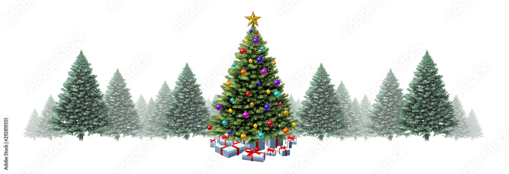 Obraz premium Christmas Tree Horizontal Border