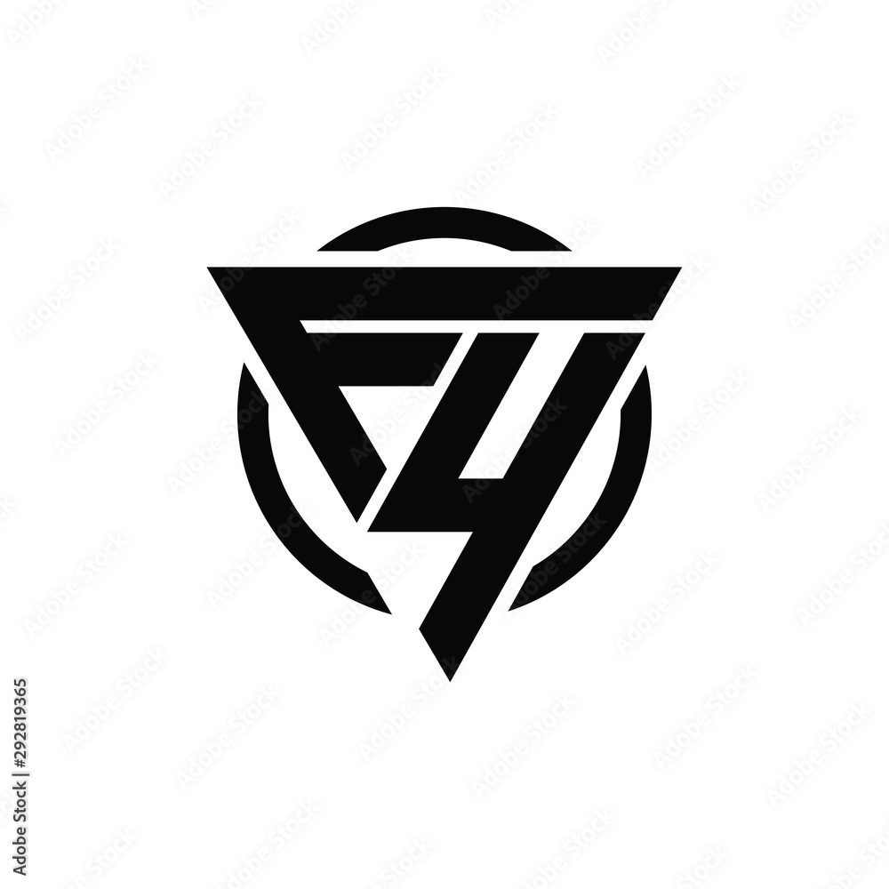 F4, 4F, FY, YF Triangle Logo Circle Monogram Design Vector Super Hero Concept F4, 4F, FY, YF Triangle Logo Circle Monogram Design Vector Super Hero Concept