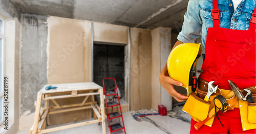 Builder handyman in new house. photo