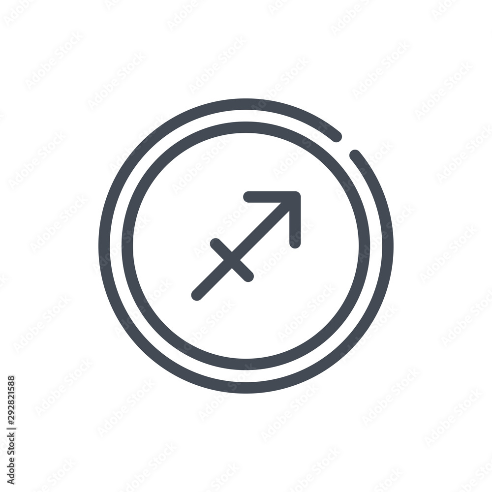 Sagittarius zodiac line icon. Astrology vector outline sign. Sagittarius zodiac line icon. Astrology vector outline sign.