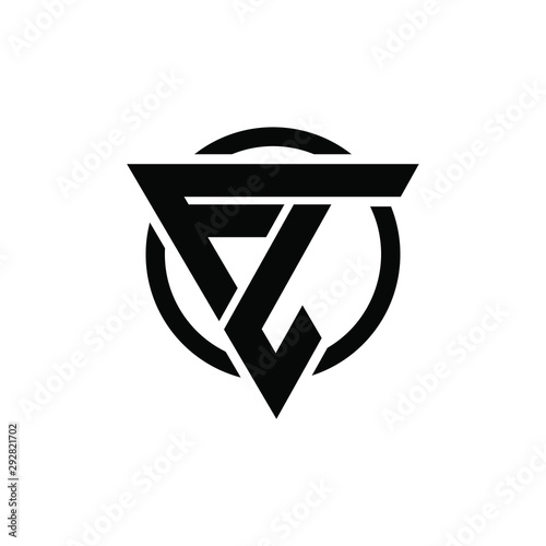 FL, LF Triangle Logo Circle Monogram Design Vector Super Hero Concept