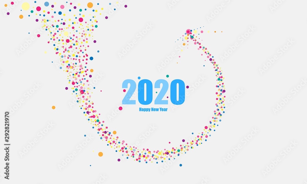 Obraz premium 2020 Background with Happy new year Multi color Random Dots Background Creative vector design