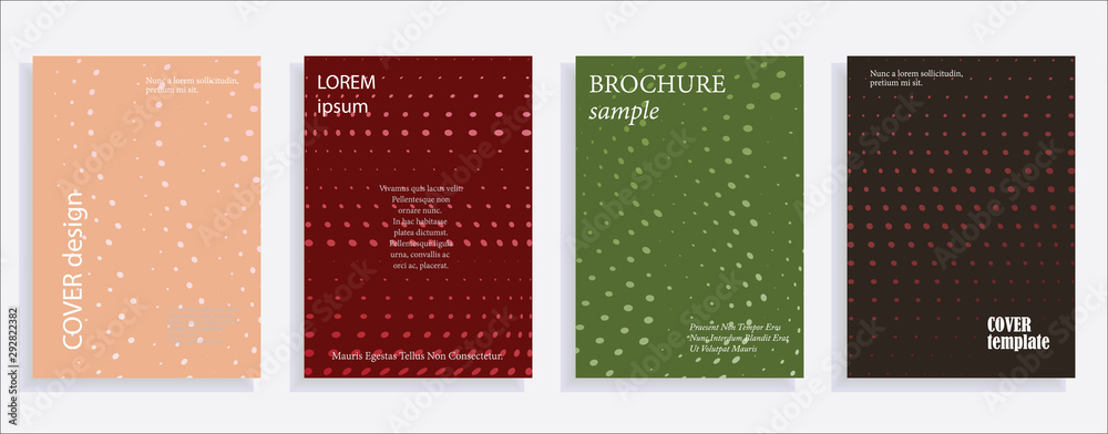 Minimalistic cover design templates. Set of layouts for covers of books, albums, notebooks, reports, magazines. Line halftone gradient effect, flat modern abstract design. Geometric mock-up texture - obrazy, fototapety, plakaty 