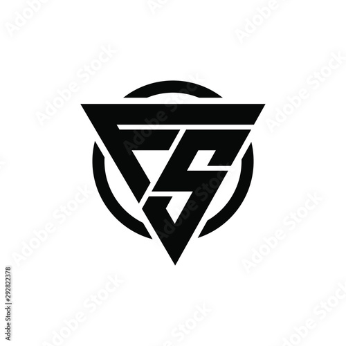 FS, SF Triangle Logo Circle Monogram Design Vector Super Hero Concept