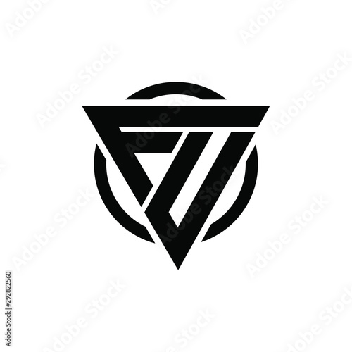 Free Download FV, VF, FU, UF Triangle Logo Circle Monogram Design Vector Super Hero Concept - GFXLoad