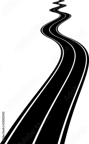Vector Illustration of winding curved asphalt road