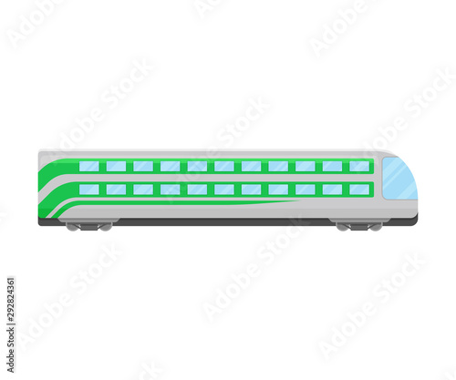 Grey And Green Double Decker Locomotive Flat Vector Illustration