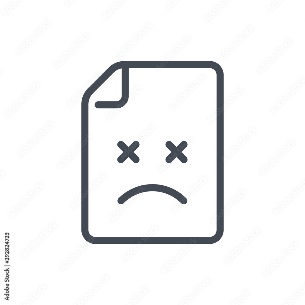 Damaged document line icon. File with error vector outline sign. Damaged document line icon. File with error vector outline sign.