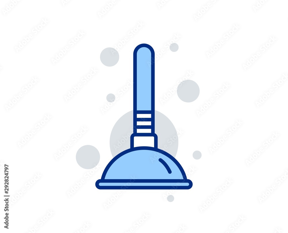 Cleaning plunger line icon. Сleaning of pipe clogs symbol. Housekeeping equipment sign. Linear design sign. Colorful plunger icon. Vector Cleaning plunger line icon. Сleaning of pipe clogs symbol. Housekeeping equipment sign. Linear design sign. Colorful plunger icon. Vector