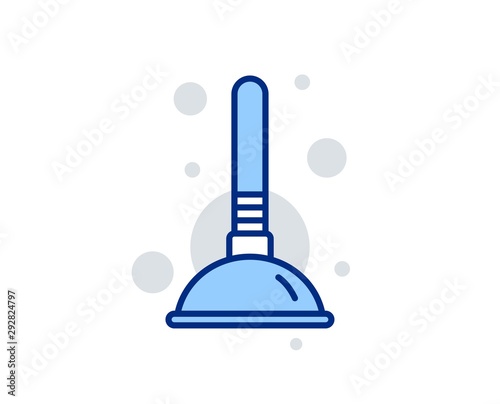 Cleaning plunger line icon. Ð¡leaning of pipe clogs symbol. Housekeeping equipment sign. Linear design sign. Colorful plunger icon. Vector