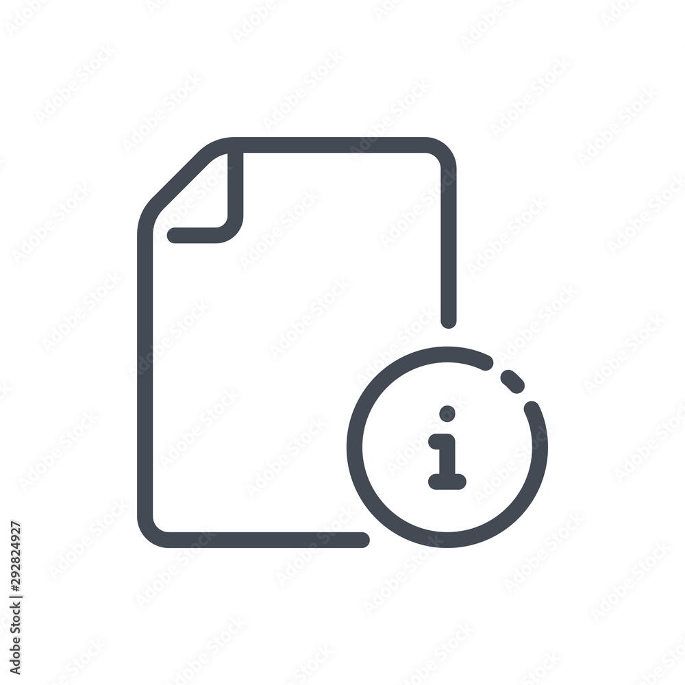 Document information line icon. Readme file vector outline sign. Document information line icon. Readme file vector outline sign.