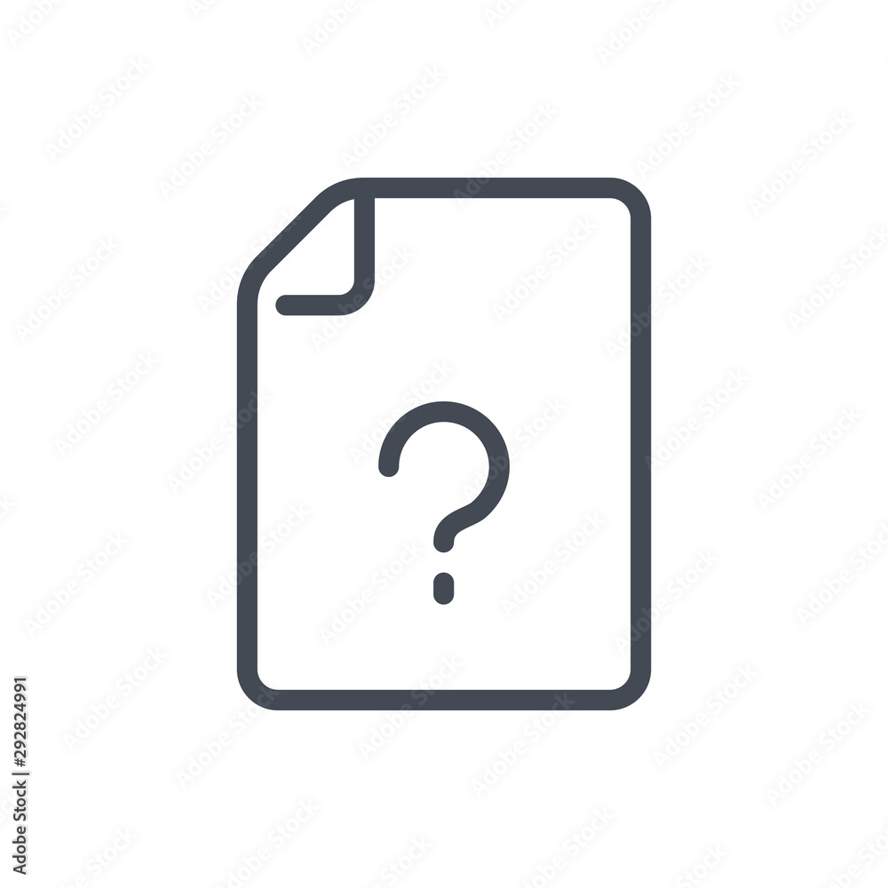 Unknown document line icon. File page with question mark vector outline sign. Unknown document line icon. File page with question mark vector outline sign.