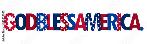 GOD BLESS AMERICA red and blue typography banner with stars and stripes