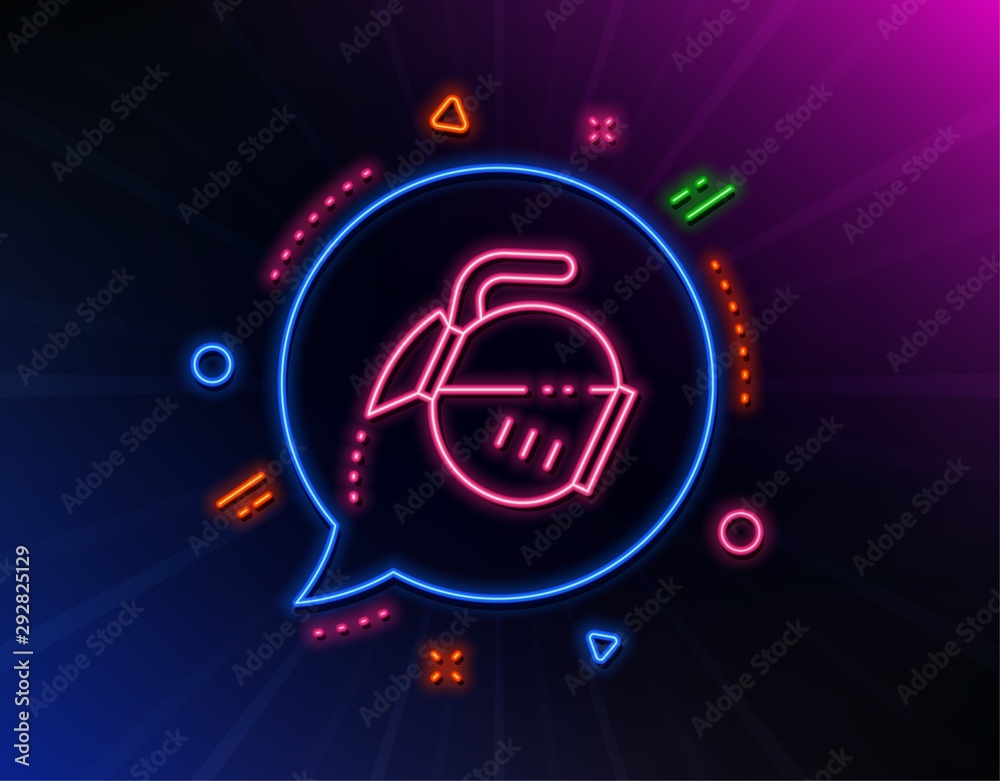 Coffee pot line icon. Neon laser lights. Hot drink sign. Tea glass mug symbol. Glow laser speech bubble. Neon lights chat bubble. Banner badge with coffee pot icon. Vector Coffee pot line icon. Neon laser lights. Hot drink sign. Tea glass mug symbol. Glow laser speech bubble. Neon lights chat bubble. Banner badge with coffee pot icon. Vector