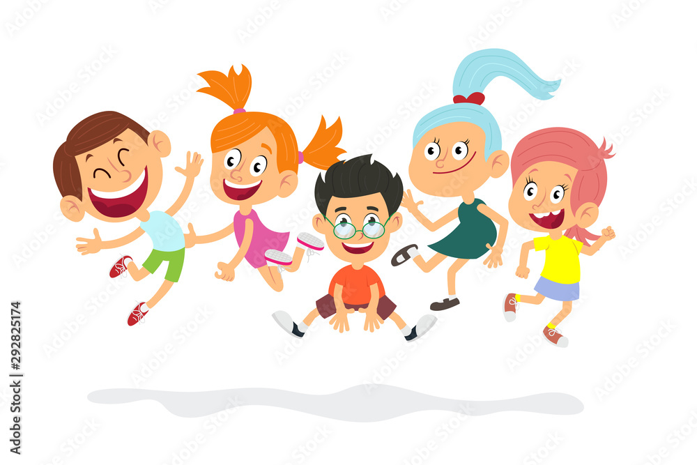 Happy pupils characters. Cute kids are playing. Happy pupils characters. Cute kids are playing.