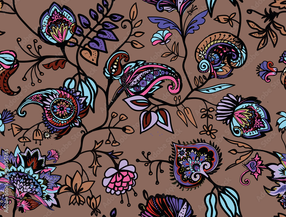 Naklejka premium Seamless floral pattern paisley