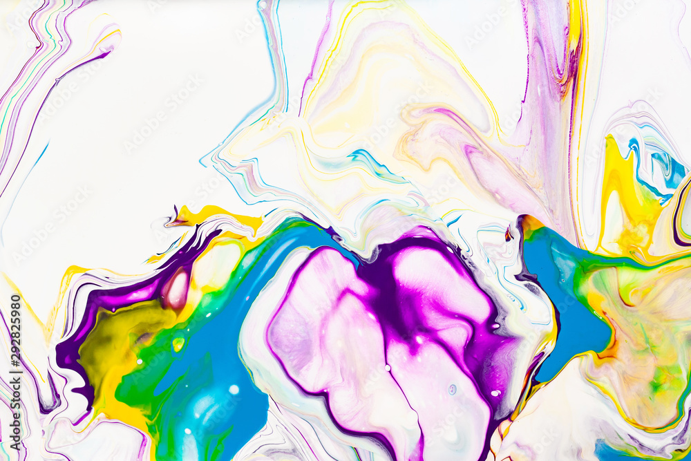 Acrylic paint waves abstract background. Rainbow marble texture. Oil paint liquid flow colorful wallpaper. Creative violet, yellow, blue fluid effect backdrop. Stock Photo | Adobe Stock Acrylic paint waves abstract background. Rainbow marble texture. Oil paint liquid flow colorful wallpaper. Creative violet, yellow, blue fluid effect backdrop. Stock Photo | Adobe Stock