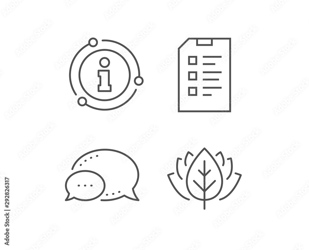 Checklist Document line icon. Chat bubble, info sign elements. Information File sign. Paper page concept symbol. Linear checklist outline icon. Information bubble. Vector Checklist Document line icon. Chat bubble, info sign elements. Information File sign. Paper page concept symbol. Linear checklist outline icon. Information bubble. Vector