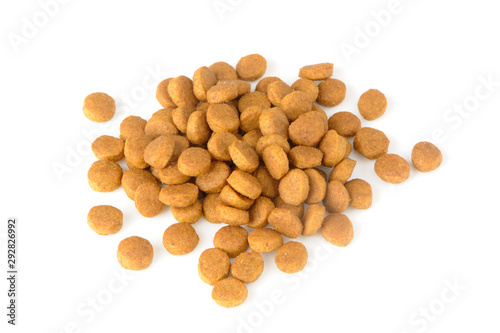 Pile Of Dry Cat Food / Meal Isolated on White Background
