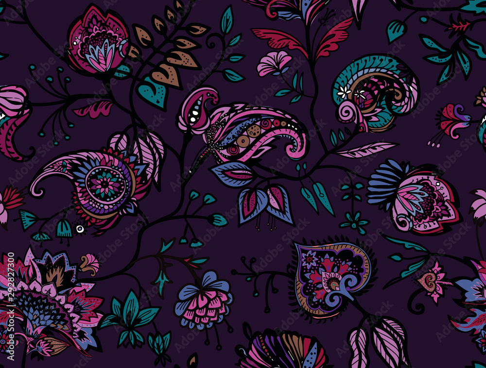 Fototapeta premium Seamless floral pattern paisley