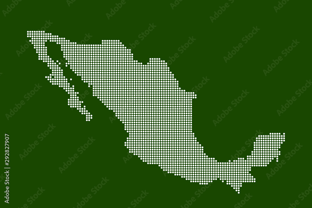 Mexico pixel map. Vector illustration. Halftone style.