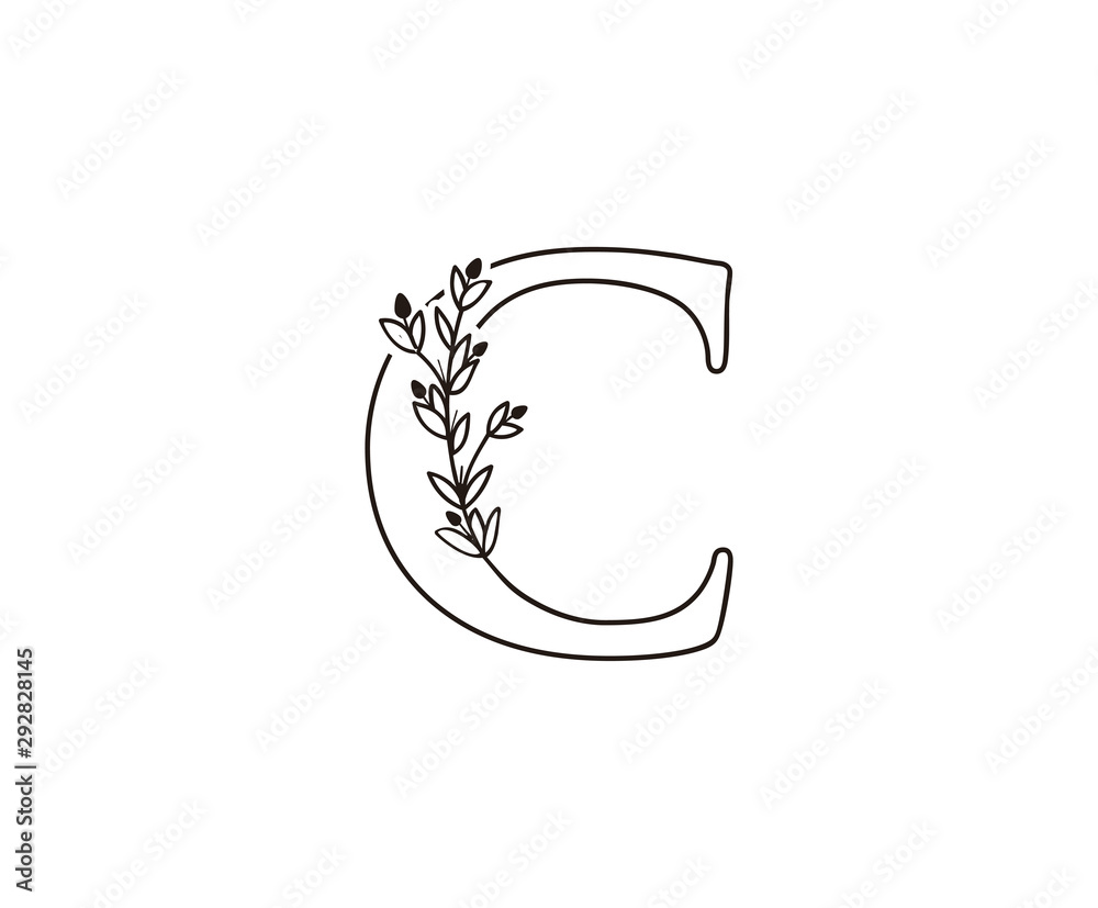 Nature letter C leaf icon logo design concept, floral C logo icon design. hand drawn floral with letter Nature letter C leaf icon logo design concept, floral C logo icon design. hand drawn floral with letter