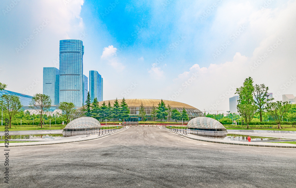 Landmark cityscape in Chengdu, Sichuan Province, China