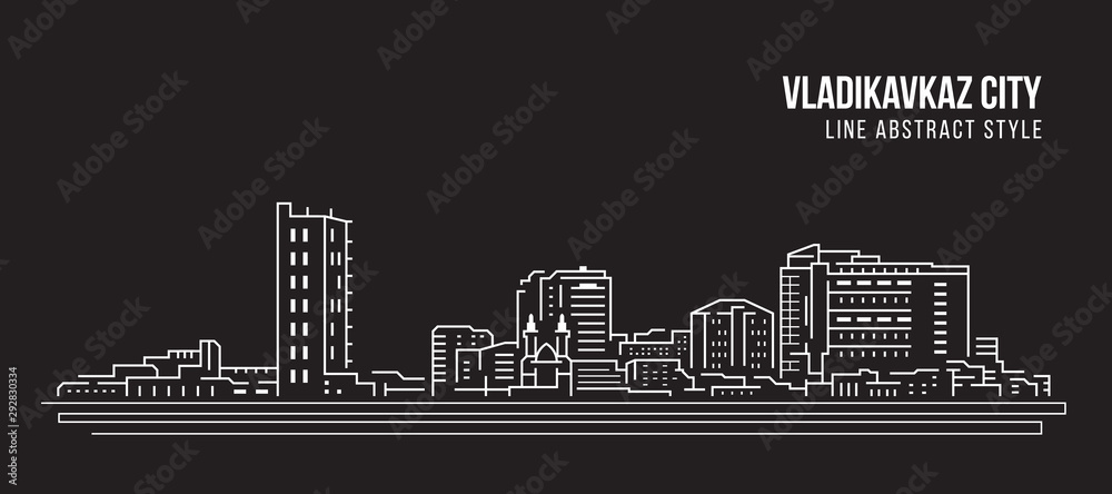 Cityscape Building Line art Vector Illustration design - Vladikavkaz city
