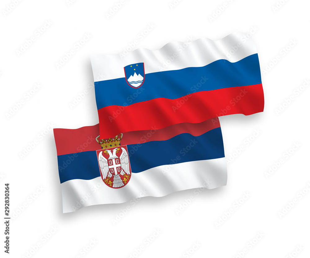Flags of Slovenia and Serbia on a white background Flags of Slovenia and Serbia on a white background