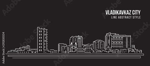 Cityscape Building Line art Vector Illustration design - Vladikavkaz city