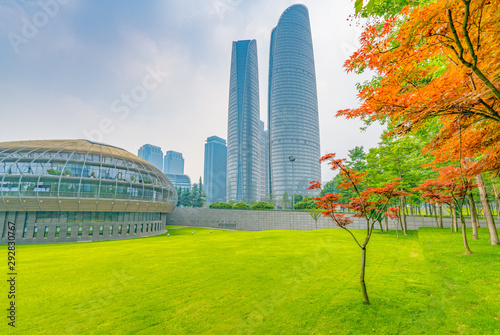 Landmark cityscape in Chengdu, Sichuan Province, China