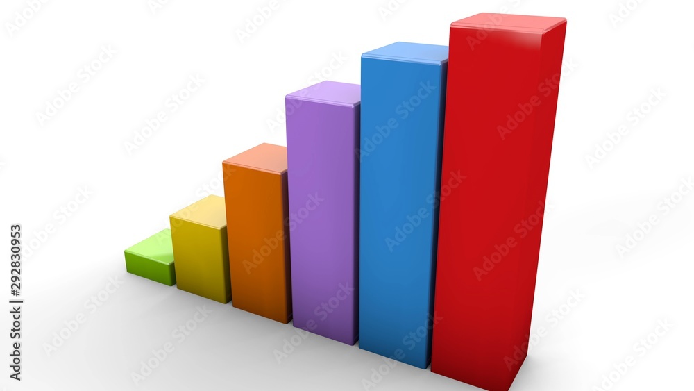 Financial chart animation, graph grows, colorful income distribution figures Financial chart animation, graph grows, colorful income distribution figures
