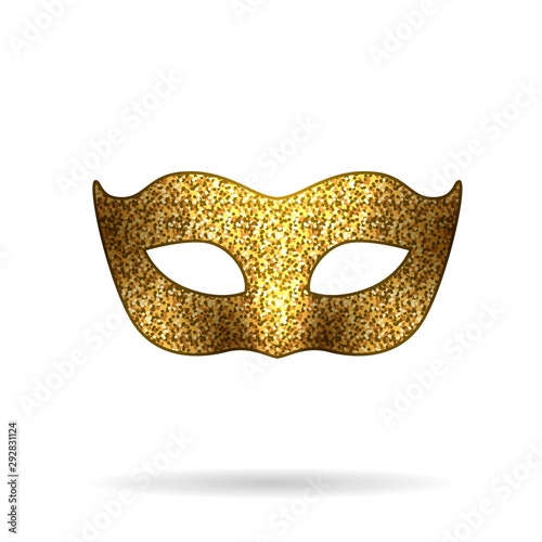 Carnival glittering mask icon. Masquerade, Mardi Gras or Night Party part of dressing. Mystery and secret concept design element