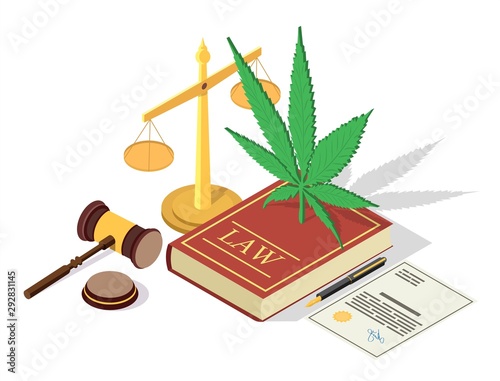 Medical marijuana legalization vector concept isometric illustration