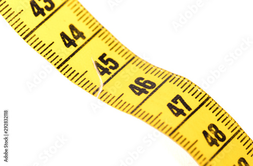 Measuring tape, selective focus on 46