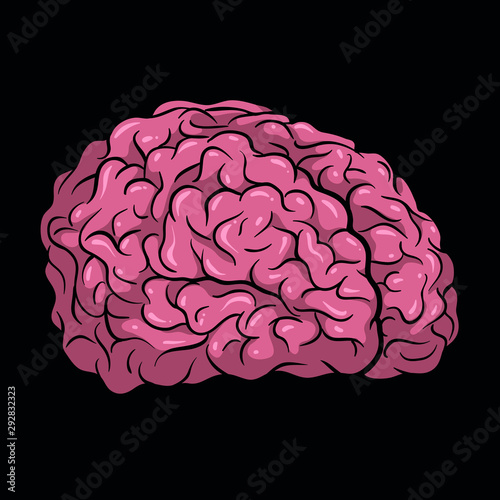 Vector creepy colorful body part. Нorror art of brain for scary design, print, poster, cover, sticker, packing. Spooky illustration for horror festival, party invitation, Halloween design.