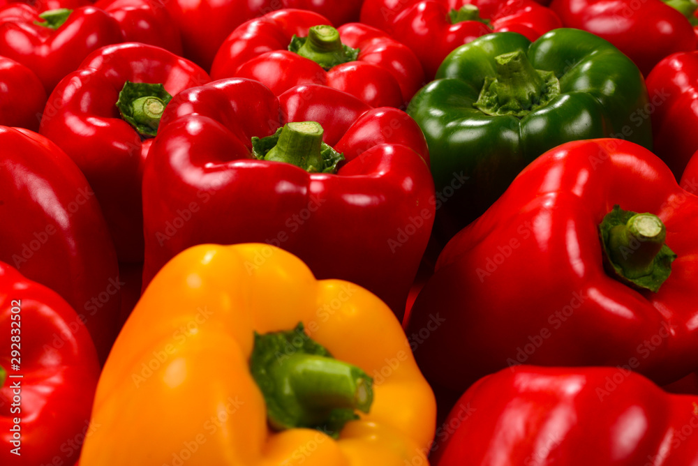 Fresh red, green, yellow bell pepper background. Fresh red, green, yellow bell pepper background.