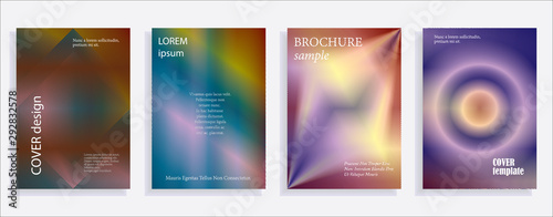 Minimalistic cover design templates. Set of layouts for covers of books, albums, notebooks, reports, magazines. Line halftone gradient effect, flat modern abstract design. Geometric mock-up texture