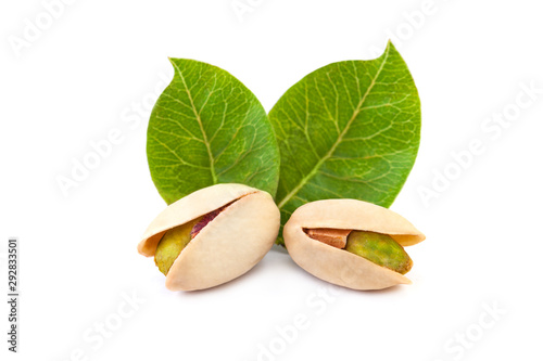 Raw pistachio nut isolated on white background