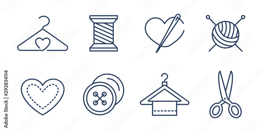 Vector set of logo design templates and icons in simple linear style - handmade fashion Vector set of logo design templates and icons in simple linear style - handmade fashion