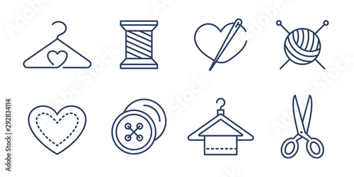 Vector set of logo design templates and icons  in simple linear style - handmade fashion
