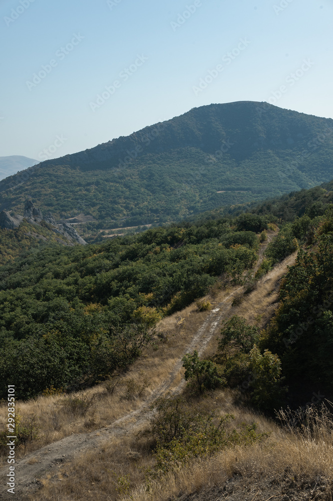 Obraz premium Mountains in Crimea. September. This place is located near the town of Sudak. Autumn in Crimea. the city of Feodosiya. Russia. Ukraine.
